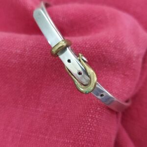 Sterling Silver Hinged Buckle Bracelet - Mexico - vintage Taxco